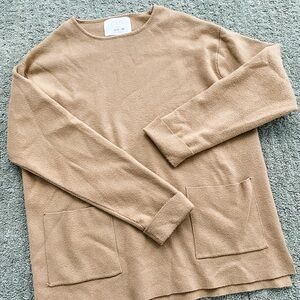 Zara Kids Girls Knit Long Sleeve Pocket Front Sweater Camel Tan Brown Size 13-14